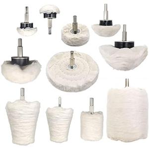 Tworider 11 pcs Buffing Wheel for Drill, Buffing Pad Polishing Wheel Kits, Wheel Shaped Polishing Tool for Metal Aluminum, Stainless Steel, Chrome, Jewelry, Wood, Plastic, Ceramic, Glass, etc