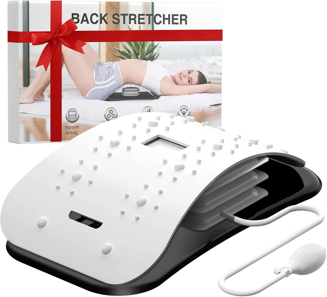 Docemel Back Stretcher for Lower Back Pain Relief,Adjustable Inversion Lumbar Traction Device,Lumbar Support Board for Spinal Decompression and Scoliosis,Sciatic Nerve Release Tool,Back Cracker Board (Off White)