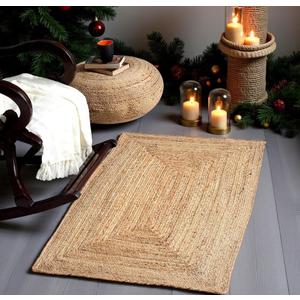 MDS Pack of 1 Handwoven Braided Jute Area Rug 2x3 Rectangular - 100% Natural Burlap Reversible Accent Rugs for Home Decor, Living Room, Doormat, Kitchen, Entryway Rug, Rustic, Farmhouse (2'x3')