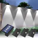8 Pack Solar Deck Lights, Non-Drill Outdoor LED Fence Lights Solar Powered IP65 Waterproof, Exterior Front Yard Lighting for Step, Address Sign, Balcony, Porch