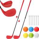 Realspring 2 Pack Backyard Golf Club Set Adjustable Golf Club for Backyard Game Plastic Chipping Clubs Hit Plastic Balls Outdoor Indoor Training Practice Gift(Red,Right Hand)