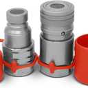 Summit Hydraulics 3/4" NPT Skid Steer Flat Face Hydraulic Quick Connect Couplers/Couplings Set w/Dust Caps