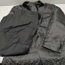Mens Tuxedo Black Floral 2 Piece for Prom Wedding Party Suit Jacket Pants Slim Fit Shawl Lapel. Size M