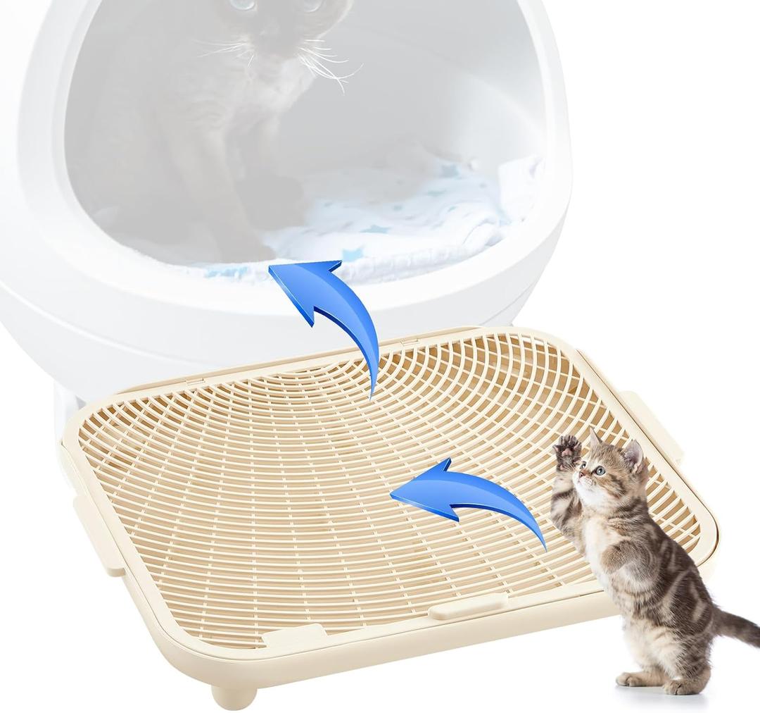 Cat Litter Ramp Litter Trapper for Cat Litter Box, 22" x 17" x 3.54" Easy Cleaning Litter Step and Stair, Easy Entry for Elder Kitten Compatible with Various Models Self Cleaning Litter Box