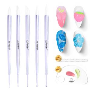 Beetles 5PCS Nail Art Dotting Tools Nail Art Sculpture Pen, Dual-Head Resin Nail Art Tools, Carving Drawing Tool, Silicone Brushes Set Pottery Clay Sculpting Tools Modeling Painting Tool DIY Art (5 Count (Pack of 1))