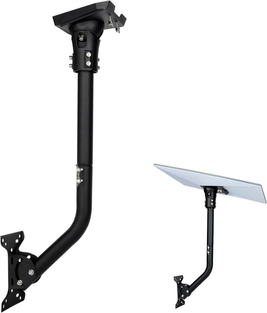 Wall Pole Mount for Starlink Gen 3, 22.8 inches Long Pole Mounting Kit with Adjustable Pipe Adapter for Starlink Standard Dish V3, Metal Mount Bracket and Aluminum Adapter, Black