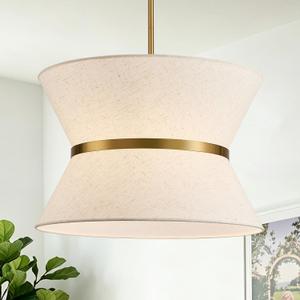 Modern Gold Chandelier Drum Pendant Light for Dining Room 18 Inch