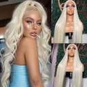 13x6 Lace Front Wig Human Hair 28 Inch 180% Density Platinum Blonde Human Hair Lace Frontal Wigs for Black Women Pre Plucked Silver Blonde Virgin Hair Wear and Go Glueless Wigs for Black Girls