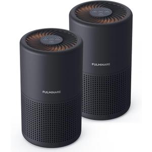 FULMINARE Air Purifiers for Bedroom H13 True HEPA Air Filter Quiet Air Cleaner With Night Light Portable Small Air Purifier for Home, Office, Living Room (Black 2 Pack)