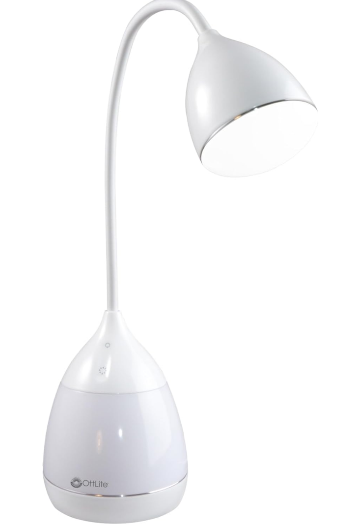 OttLite Mood LED Desk Lamp with Color Changing Base – Charging USB Port, Touch Activated Controls, Flexible Neck, ClearSun LED Light, for Work, Study, Reading