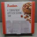 Bruntmor Set of 2 Dinner Serving Tray Dish - 10 x 10 Inch White Ceramic Serving Platter with 4 Compartments - Durable, Decorative Appetizer and Snack Tray for Brunch, Parties, and Dinner Table Display