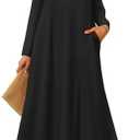 ZESICA Fall Long Sleeve Comfortable Loose Maxi Dresses for Women 2025 Elegant Classy Winter Wedding Guest Dress, M