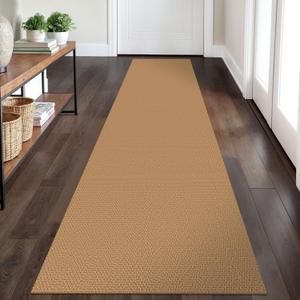 Braided Runner Rug 2x8 Ft Washable Runners for Hallways Kitchen Runner Rug with Rubber Backing Cotton Entryway Runner Indoor, Woven Floor Carpet for Hall Kitchen Bedroom, Warm Tan