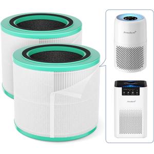 AromaRoom Smoke HEPA H13 Air Purifier Filter Replacement with Coconut Shell Carbon Filters, Compatible with AP100/AP102, Effectively Eliminates Smoke, Harmful Gases, Odors, 2 Packs, AP100-RF-SRGreen