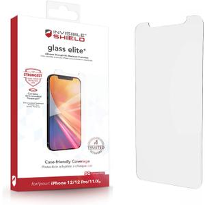 ZAGG InvisibleShield Glass Elite+ Plus Screen Protector for iPhone 12 and iPhone 12 PRO  Strongest Tempered Glass, Smudge-Free ClearPrint, Extreme Shatter, Impact and Scratch Protection Transparent