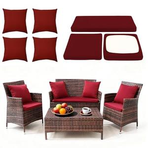 SUKAIKEQA Waterproof 3-Piece Patio Sofa Cushion Cover Set - Replacement Covers for Outdoor Wicker Furniture, Bench & Seat Cushions with 4pcs Throw Pillow Cover