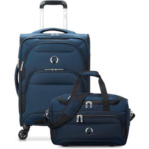 DELSEY PARIS Sky Max 2.0 Softside Expandable Luggage with Spinner Wheels, Blue, 2-Piece Set (21/Duffle)