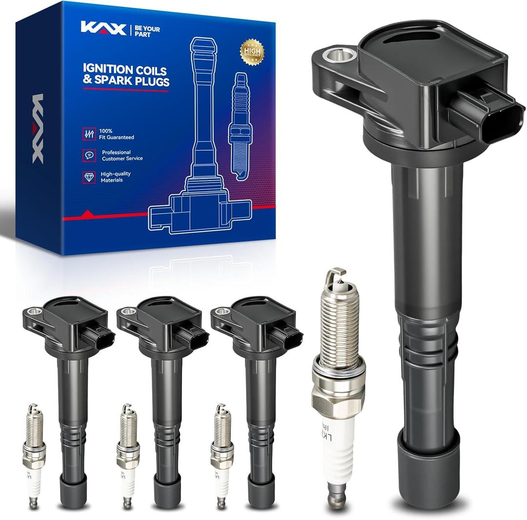 KAX Set of 4 UF602 Ignition Coil Pack and 97390 Iridium Spark Plug, Fit for Acura ILX 2013-2015, for Honda Accord 2008-2012, Civic 2012-2015, CR-V 2010-2014, Crosstour 2012-2015, L4 2.4L