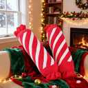 Lanpn Christmas Candy Pillows Set of 2, Christmas Decoration Winter Throw Pillows Soft Fleece Sherpa Cute Long Candy Lollipop Peppermint Cushion for Sofa Bedroom Xmas Decor (27x7 inch, Red)