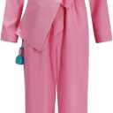 LILLIWEEN 70s 80s Disco Outfits for Women Hippie Disco Costume Movie Pink Flare Pant Halloween Set (X-Large, Type 1)