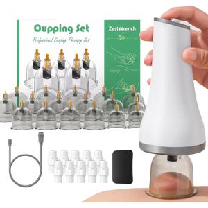 Cupping Kit for Massage Therapy, Professional Cupping Set with Electric Pump, Cup Therapy Set with 20pcs High Temp & High Pressure Resistant Vacuum Cups,an Automatic Suction Cupping Device