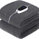 SEALY Electric Blanket Heated Throw 50"x60" Soft Double Sherpa Super Cozy with 6 Fast Heating Levels & 2-10 Hours Auto-Off, Over-Heat Protection, Machine Washable, Dark Grey