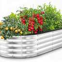 8 X 2 X 1.4 Ft Galvanized Raised Garden Bed,Sturdy and Easy to Assemble Oval Raised Planter Beds Outdoor for Vegetables, Gardening, Flowers, Fruits（Light Green）