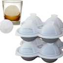 2 Ice Ball Maker. Reusable 2.4-Inch Large Round Ice Cube Mold with Lid & Funnel. Premium BPA-Free Silicone, Easy-Release Whiskey Ice Sphere Tray for Cocktails, Bourbon, Scotch & Iced Coffee