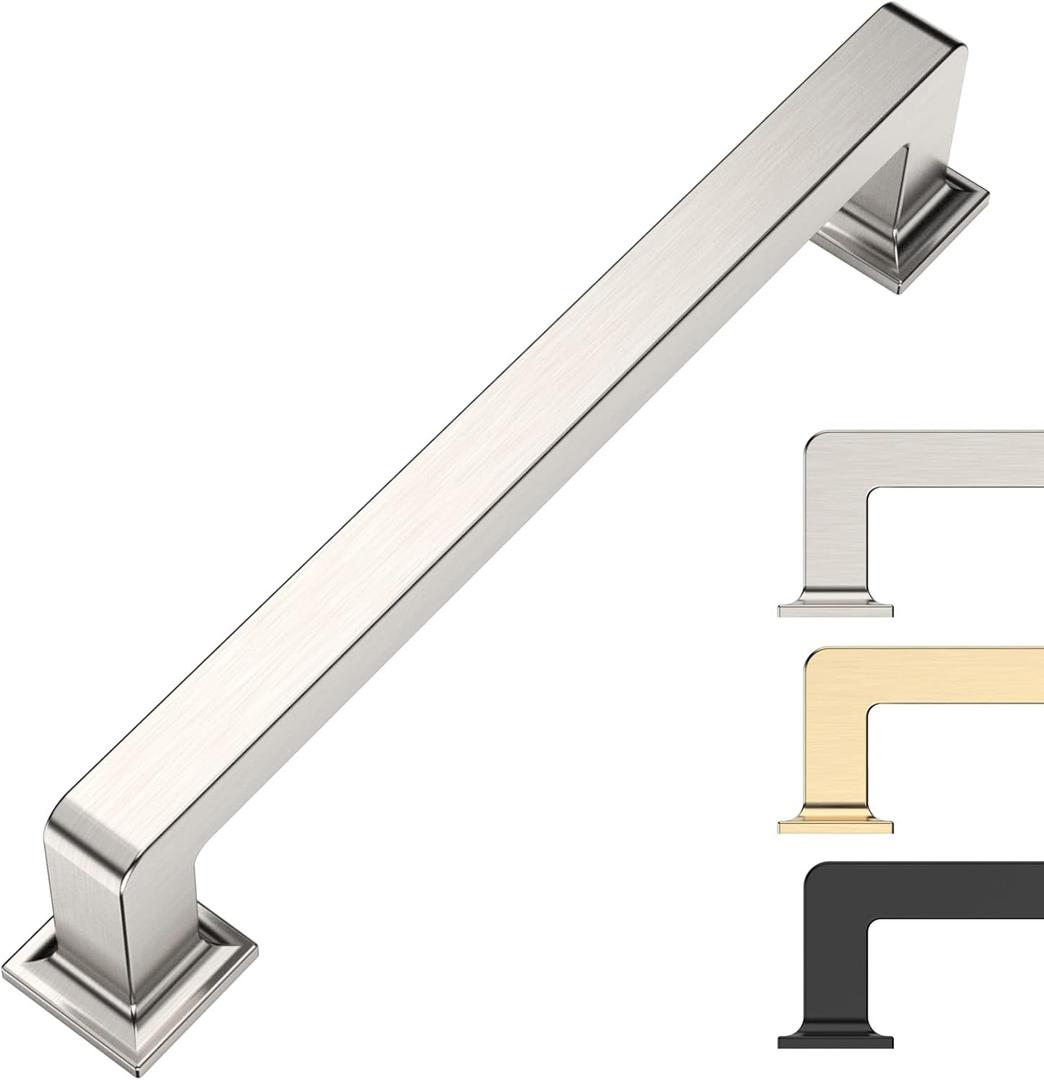 5 Inch 10 Pack Brushed Satin Nickel Cabinet Pulls Kitchen Cabinet Handles Kitchen Cabinet Hardware Kitchen Handles for Cabinets Cupboard Handles (5"/128MM Hole Center)