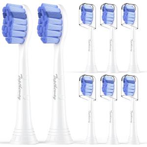 Toptheway Extra Soft Replacement Toothbrush Heads Compatible with Philips Sonicare Optimal Gum Care for Sensitive Teeth G2 C2 C1 4100 Snap-on, 8 Pack
