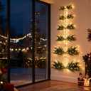Janinka 5ft LED Lighted Wall Christmas Tree for Xmas Indoor Decor Small Kitchen Living Room Space Warm Hanging Pine Greenery Tree for Christmas Home Window Wall for Pet Cat Proof (Hook Not Include)
