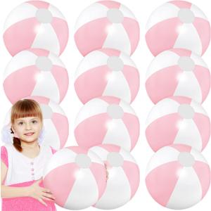 MiniInflat 12 Pcs 16 Inch Inflatable Beach Balls Bulk Jumbo Pastel Inflatable Decorated Ball with Macaron Color PVC Party Ornaments for Summer Birthday Party Decoration
