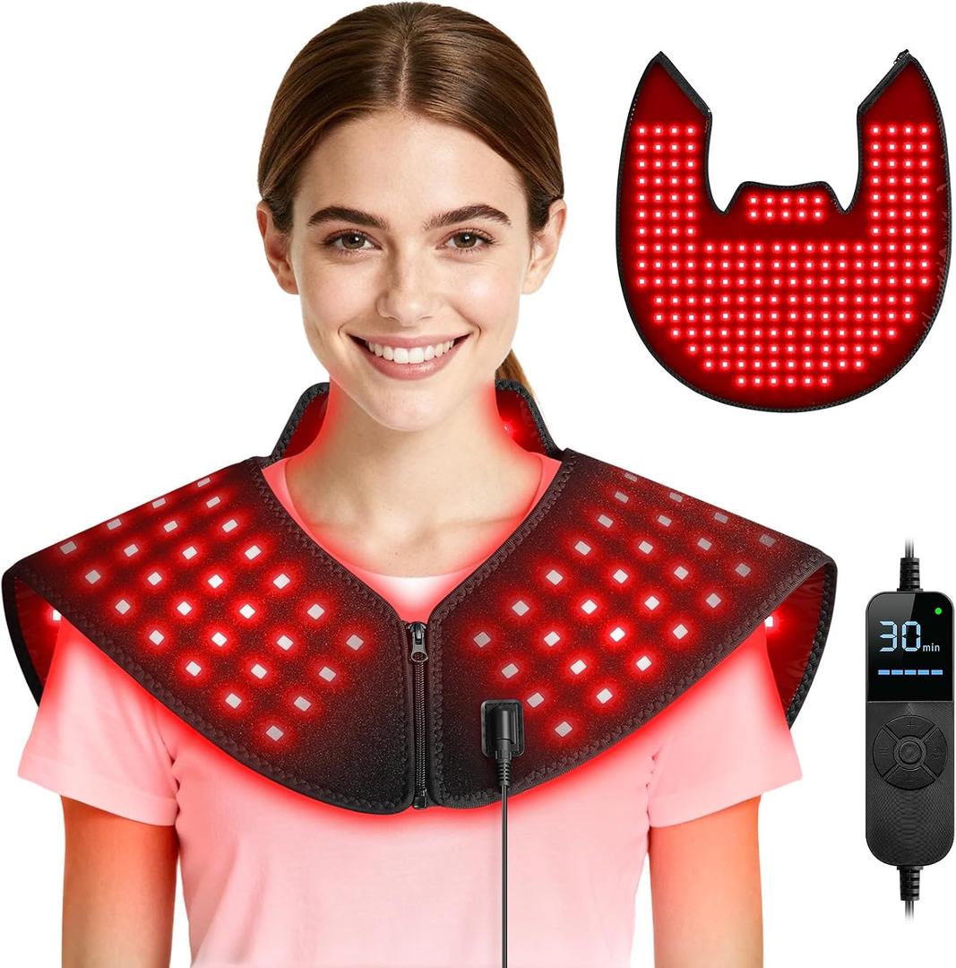 Viconor Red Light Therapy for Body, Infrared Light Therapy for Neck and Shoulder at Indoor, Neck Massager, Pain Relief, 194 LEDs, 660nm & 850nm, 30W High Power