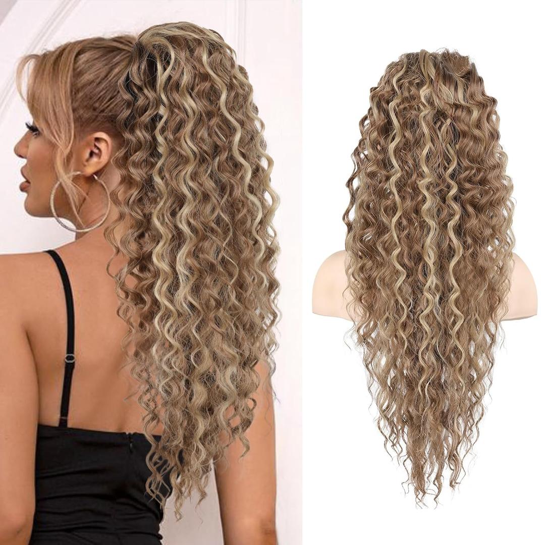 SEIKEA Ponytail Extension, PT005 Isabella 26" Long Bohemian Curly Drawstring Ponytail Light Fluffy Multi Layered Clip in Hair Extensions Ponytail Natural Soft Synthetic Hairpiece Light Brown/Blonde SEIKEA Ponytail Extension, PT005 Isabella 26" Long Bohemian Curly Drawstring Ponytail Light Fluffy Multi Layered Clip in Hair Extensions Ponytail Natural Soft Synthetic Hairpiece Light Brown/Blonde
