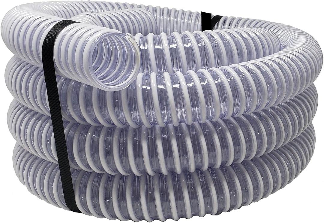 Sealproof 1.5" Pool Filter Pump Connection Hose for Above Ground Pools, 20 FT x 1-1/2 Inch Premium Quality Kinkproof PVC, Made in USA | Cut to Desired Length, Includes 4 Hose Clamps