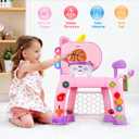 4 in 1 Toddler Basketball Hoop & Soccer Goal, Kids Sports Toy for 1 2 3 Years Old Girls Boys, Baby Toy with Sound & Light, Birthday Gift for 12-18 Months, Pink
