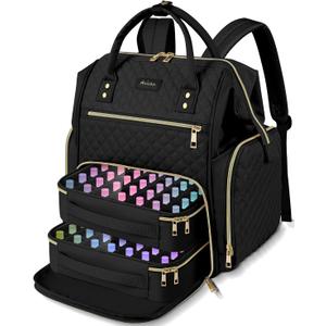 Large Nail Polish Organizer Bag Backpack Holds 70+ Bottles(15ml/0.5 fl.oz) UV Nail Lamp,Nail Organizers and Storage with 2 Removable Pouches Fits Nail Tool,Gift for ManicuristBlack