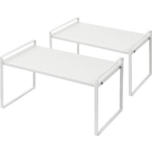 Nxconsu 2Pack Cabinet Shelves Stackable Organizer Rack Riser for Kitchen Cabinet Pantry Cupboard Counter Countertop Home Organization Storage Space Saver Heavy Duty Metal Nonslip White Tall (16.1W  8.3D  9.5H)