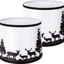 Lamp Shades Set of 2 - Drum Lampshades 11.4" x 12.9" x 9.8" Inches, Fabric Medium Replacement Lampshades for Table Lamp, Floor Lamp, Assembly Required, Spider,Linen (Beige deer)