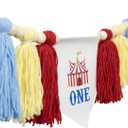 1st Birthday High Chair BannerWood Bead Tassel GarlandFirst Party Tassel BannerBirthday Photo BackdropWall Hangings Decorative for Kids Bedroom Nursery (RedCarnival)