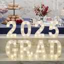 Graduation Party Decorations 2025-8 LED Long Marquee Light Up Letters 'Grad 2025' - Graduation Party Decor for Kindergarten Preschool High School College Graduation