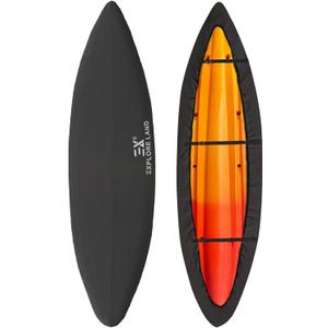 Explore Land Waterproof Kayak Cover - Fade Resistiant 600D Heavy Duty Canoe Dust Storage Cover Suitable for 10.8-12ft Kayak, Black