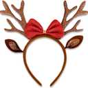 Brown Christmas Antlers Headband Reindeer Ears Headbands for Women Christmas Holiday Hair Accessories for Women