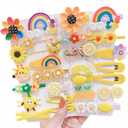 28 PCS Cute Hair Clips Fashion Girls Hair Accessories Flower Fruit Colorful Rainbow Candy Dessert Lovely Animal Barrettes Set Non-slip Metal Snap Pins for Girls Kids Teens Toddlers (Style A)