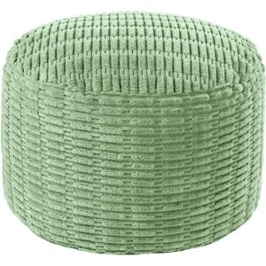 HOMBYS Unstuffed Ottoman Pouf Cover,Round Faux Fur Foot Stool, Fuzzy Chair, Floor Bean Bag(No Filler),Foot Rest with Storage for Living Room, Bedroom, Office, Striped Tufted (Sage Green)