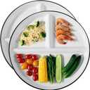 2Pcs Porcelain Division Dinner Plates, 9 Inch 3 compartment Divided Plates for Adults for Balanced Meals, Diabetes and Weight Loss
