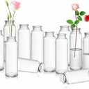 Lyellfe Set of 12 Glass Bud Vase, Clear Vases for Flowers, Small Vintage Floral Vase in Bulk for Centerpieces, Office, Dinning Table, Wedding Reception