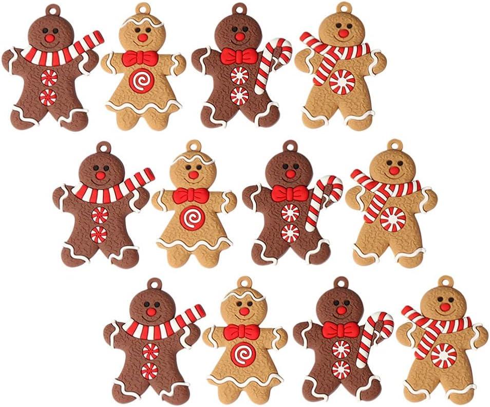 Toyvian 12pcs Christmas Flatback Embellishments Gingerbread Man Christmas Charms for Jewelry Making DIY Crafts Scrapbooking Hair Clips