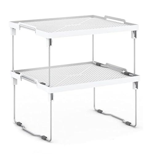 ums Kitchen Shelves Cabinet Organizer, Stackable Freezer Rack, Cupboard Box Organizer, Shelf Riser, Usable Storage Rack for Spice, Fridge Shelf Riser, (12x11 inch), Pack of 2