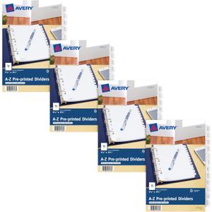 Avery A-Z Dividers, 12-Tab Sets, 8-1/2" x 5-1/2", 4 Binder Divider Sets (43131)